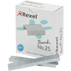 Grapas rexel nº 25 galvanizadas, caja de 1.500 uds.