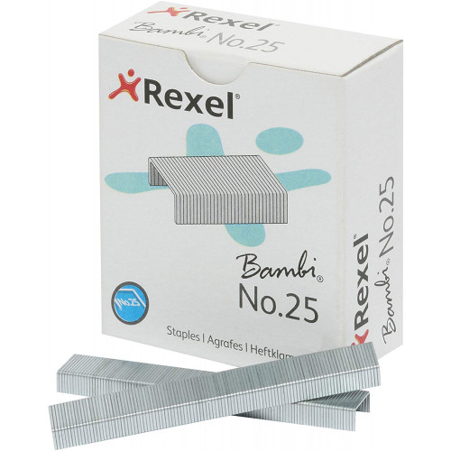 Grapas rexel nº 25 galvanizadas, caja de 1.500 uds.