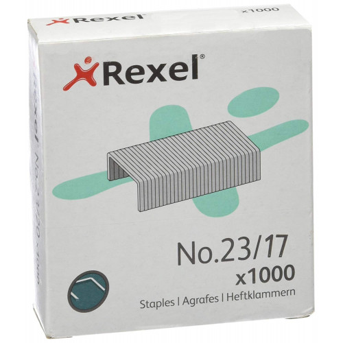 Grapas rexel 23 galvanizadas 23/17, caja de 1.000 uds.