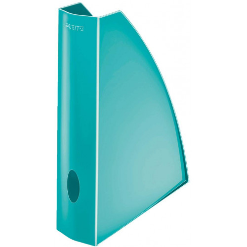 Revistero de archivo leitz wow en color turquesa metalizado.