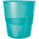 Papelera de polipropileno leitz wow en color turquesa metalizado.