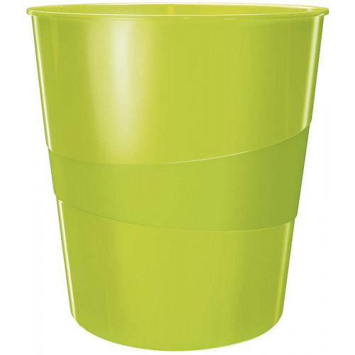 Papelera de polipropileno leitz wow en color verde metalizado.