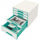Módulo leitz wow cube, 363x287x270 mm. 5 cajones (1 grande y 4 pequeños), turquesa/blanco