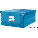 Caja de almacenaje leitz click & store wow en formato din a-3, color azul.