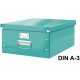 Caja de almacenaje leitz click & store wow en formato din a-3, color turquesa.