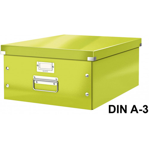 Caja de almacenaje leitz click & store wow en formato din a-3, color verde.