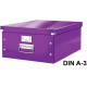 Caja de almacenaje leitz click & store wow en formato din a-3, color violeta.