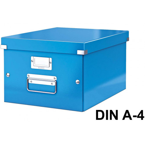 Caja de almacenaje leitz click & store wow en formato din a-4, color azul.