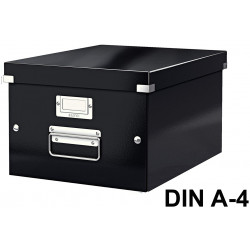 Caja de almacenaje leitz click & store wow en formato din a-4, color negro.