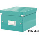 Caja de almacenaje leitz click & store wow en formato din a-5, color turquesa.