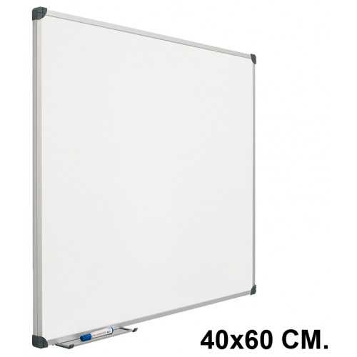 Pizarra laminada blanca con marco de aluminio planning sisplamo de 40x60 cm.