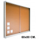 Vitrina de anuncios con fondo de corcho natural y marco de aluminio planning sisplamo, 60x80 cm.