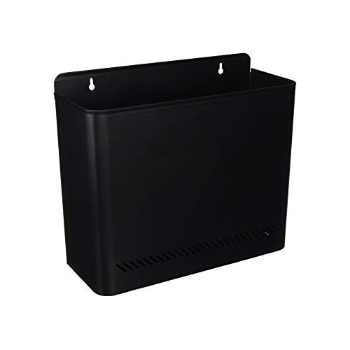 Papelera metálica de pared con perforado inferior sie 99, 32,5x12,5x28,5 cm. 11 litros. negro