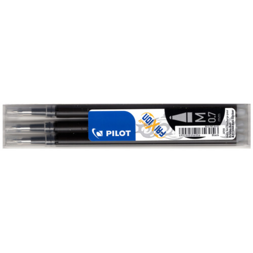 Recambio bolígrafo borrable pilot frixion ball 07 y ball clicker 07, negro, blíster de 3 uds.
