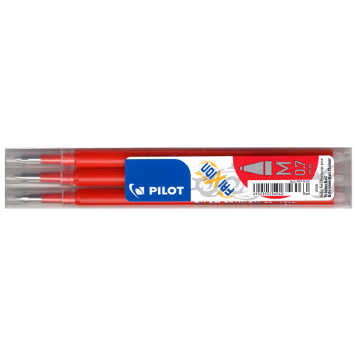 Recambio bolígrafo borrable pilot frixion ball 07 y ball clicker 07 rojo, blister de 3 uds.