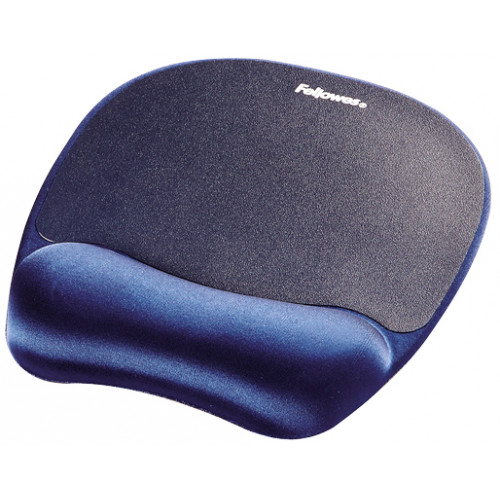 Alfombrilla con reposamuñecas para ratón fellowes memory foam, azul