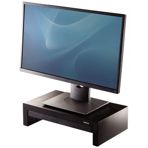 Soporte para monitor fellowes designer suites en color negro.