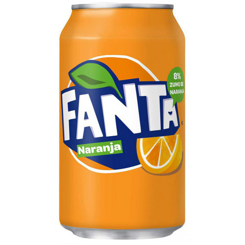 Fanta naranja, lata de 330 ml.