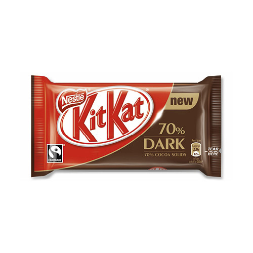 Barrita nestlé Kit Kat dark 70% cacao, 41,5 grs. paquete de 4 uds.