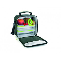 Bolsa porta-alimentos ibili lunch away green, interior forrado con aislante térmico, 21x12x22 cm. negro