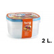 Fiambrera rectangular plasticforte, 190x190x108 mm. tapa en colores surtidos, 2 l. pack 2 uds.
