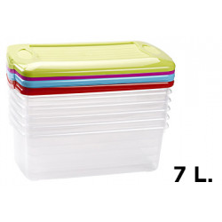 Caja multiusos de plástico con tapa de color de 7 litros.