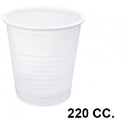 Vaso de plástico blanco 220 cc., paquete de 100 unidades.