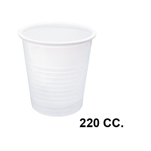 Vaso de plástico en polipropileno, 220 cc. blanco, paquete de 100 uds.