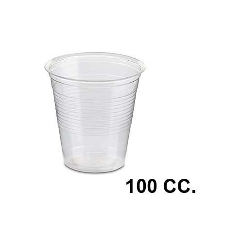 Vaso de plástico en polipropileno, 100 cc. transparente, paquete de 100 uds.