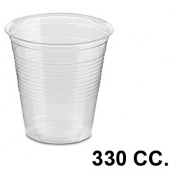 Vaso de plástico transparente de 330 cc., paquete de 100 unidades.