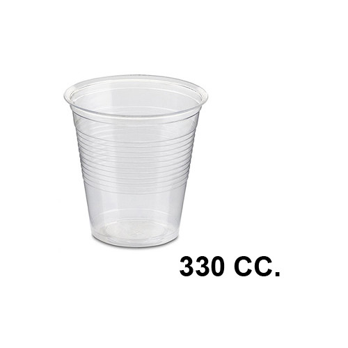 Vaso de plástico en polipropileno, 330 cc. transparente, paquete de 50 uds.