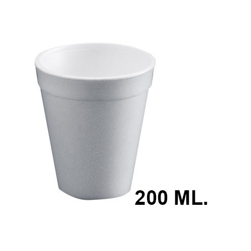 Vaso de foam térmico, 200 cc. blanco, paquete de 50 uds.