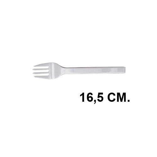 Tenedor de plástico, 16,5 cm. blanco, paquete de 100 uds.