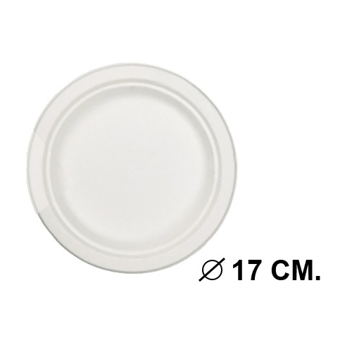 Plato biodegradable nupik, Ø 17 cm. blanco, paquete de 50 uds.