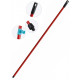 Palo de escoba o fregona de metal universal con adaptador y colgador,140 cm. rojo
