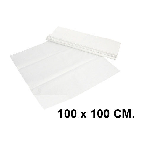 Mantel de papel en hojas, 100x100 cm. blanco, caja de 400 uds.
