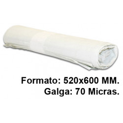 Bolsa de basura jn en formato 520x600 mm. galga de 70 micras, 20 litros, color blanco, rollo de 20 uds.