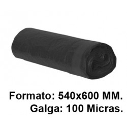 Bolsa de basura jn en formato 540x600 mm. galga de 100 micras, 23 litros, color negro, rollo de 25 uds.