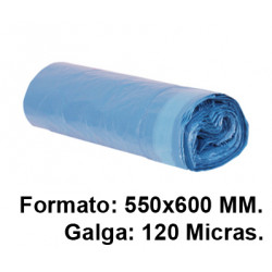 Bolsa de basura con cierra fácil jn, 550x600 mm. 120 micras, 23 litros, azul, rollo de 20 uds.