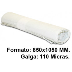 Bolsa de basura jn en formato 850x1050 mm. galga de 110 micras, 100 litros, color blanco, rollo de 10 uds.