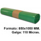 Bolsa de basura jn, 850x1050 mm. 110 micras, 100 litros, verde, rollo de 10 uds.