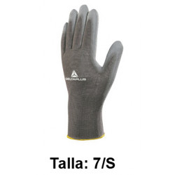 Guantes de protección deltaplus 100% de poliéster / palma pu, talla 7/s, color gris.