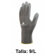 Guantes de protección deltaplus, 100% poliéster / palma de poliuretano, talla 9/l, gris