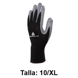 Guantes de protección deltaplus 100% tejido de poliéster / palma de nitrilo, talla 10/xl, color negro/gris.