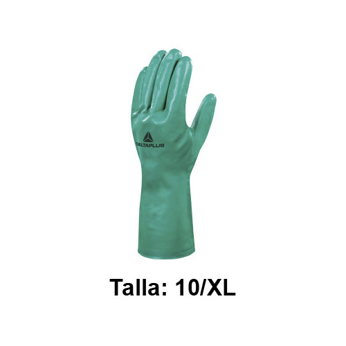 Guantes de protección deltaplus, 100% nitrilo / flocado de algodón 100%, talla 10/xl, verde