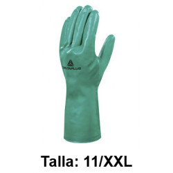 Guantes de protección deltaplus 100% de nitrilo / flocado 100% de algodón, talla 11/xxl, color verde.