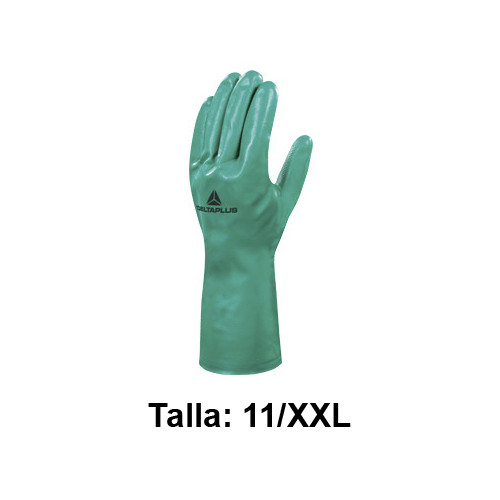 Guantes de protección deltaplus, 100% nitrilo / flocado de algodón 100%, talla 11/xxl, verde