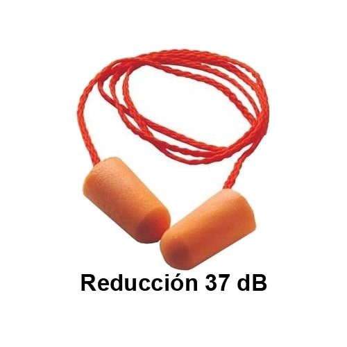 Protector auditivo 3m desechable de espuma moldeable reducción de 37 dB, con cordon, caja de 100 uds., naranja