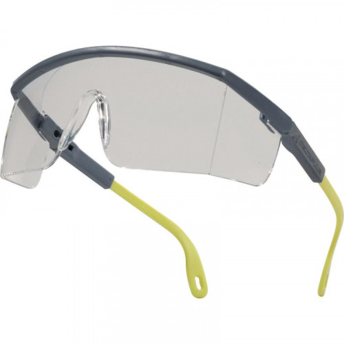 Gafas de protección deltaplus en policarbonato monobloque cristal incoloro color gris-amarilla.