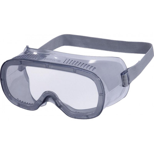 Gafas de protección deltaplus panorámicas montura flexible de pvc ventilacion directa talla ajustable color gris.